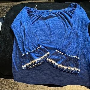 Blue Off Shoulder Double Laces Sleeve Tunic Size L - XL from WinWin